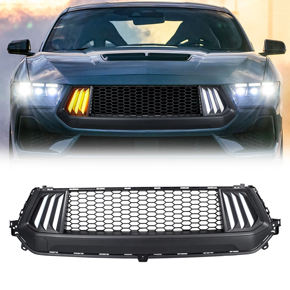 Knife Style Front Bumper Grille Grill Car Grills with DRL & Turn Signal LED Light for 2024+ Ford Mustang Matte Black NEW Plastic
Knife Style Front Bumper Grille Grill Car Grills with DRL & Turn Signal LED Light for 2024+ Ford Mustang Matte Black NEW Plastic