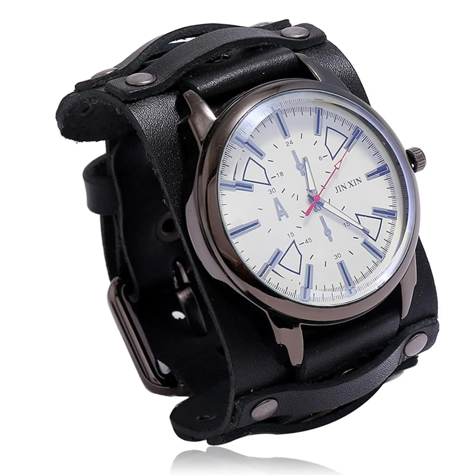 Retro Punk Pointer Watch Leather Wide Belt Strap 17-25cm Adjustable Elegant Male Bangles Wrist Watch Gift for Father Casual
Retro Punk Pointer Watch Leather Wide Belt Strap 17-25cm Adjustable Elegant Male Bangles Wrist Watch Gift for Father Casual