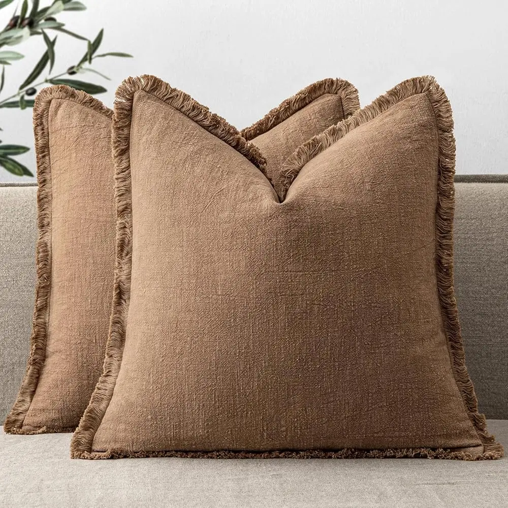 Set Of 2 Decorative Throw Pillow Covers 20×20 H Soft Linen Fringe Boho Farmhouse Vintage Cushion Covers With Tassels Accent
Set Of 2 Decorative Throw Pillow Covers 20×20 H Soft Linen Fringe Boho Farmhouse Vintage Cushion Covers With Tassels Accent