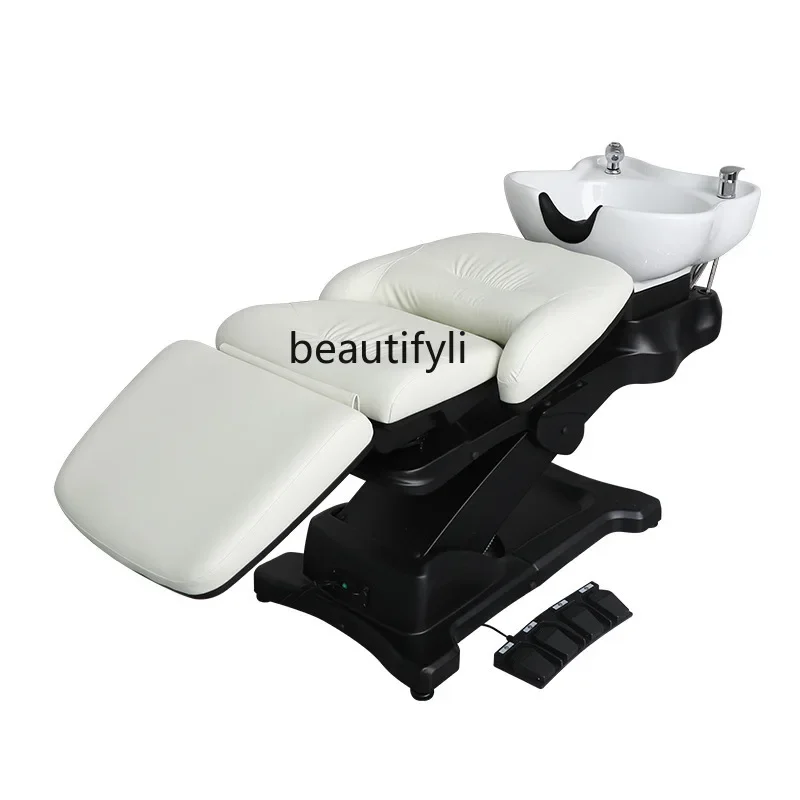 Electric Lifting High-Grade Shampoo Chair Manual Rotating Ceramic Flushing Bed
Electric Lifting High-Grade Shampoo Chair Manual Rotating Ceramic Flushing Bed