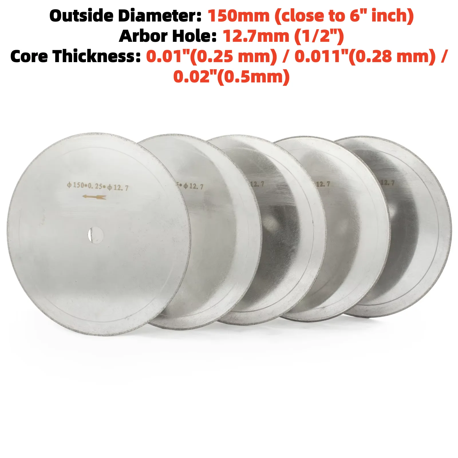 5Pcs 6" inch Diamond Lapidary Saw Blade Super-Thin Rim 0.33-0.53mm Arbor Hole 1/2" Cutting Disc Jewelry Tools for Stone Gemstone
5Pcs 6" inch Diamond Lapidary Saw Blade Super-Thin Rim 0.33-0.53mm Arbor Hole 1/2" Cutting Disc Jewelry Tools for Stone Gemstone