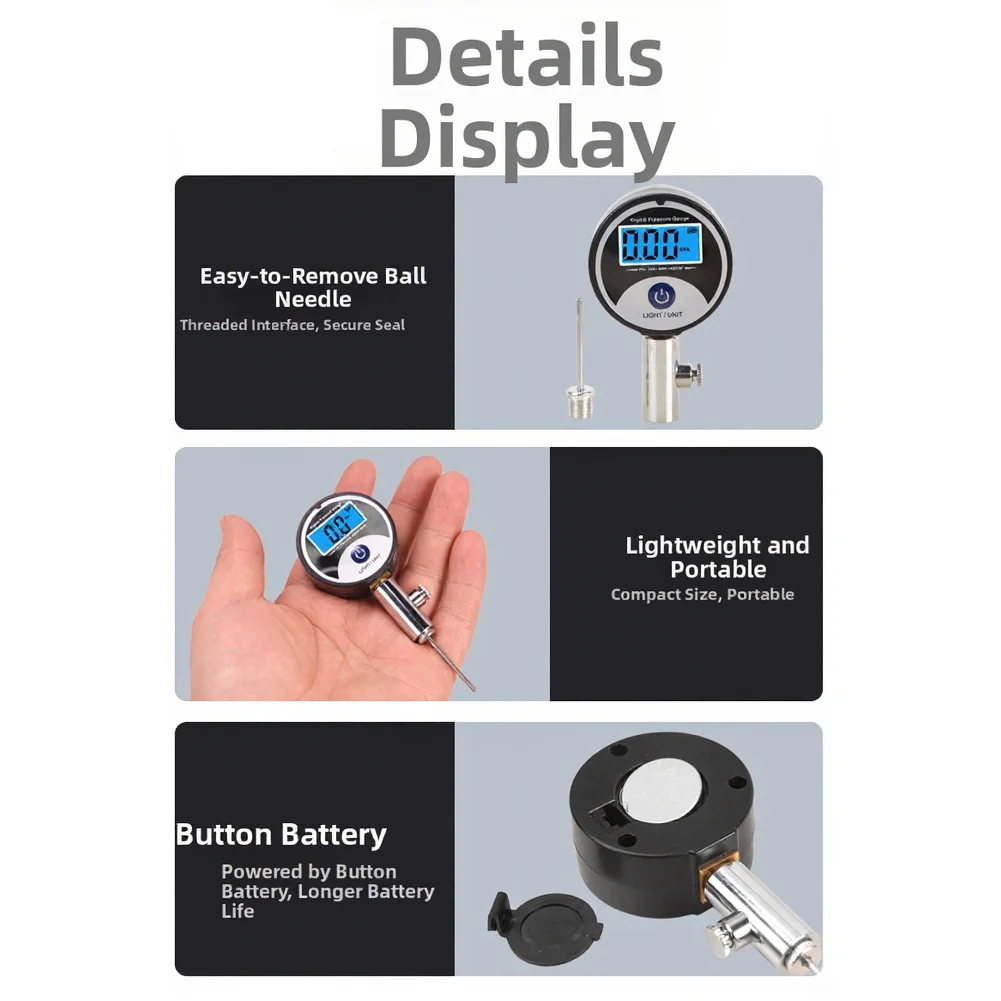 Digital Ball Inflation Gauge for Football Basketball Volleyball with Stainless Steel Tip and User-Friendly Pressure Interface
Digital Ball Inflation Gauge for Football Basketball Volleyball with Stainless Steel Tip and User-Friendly Pressure Interface