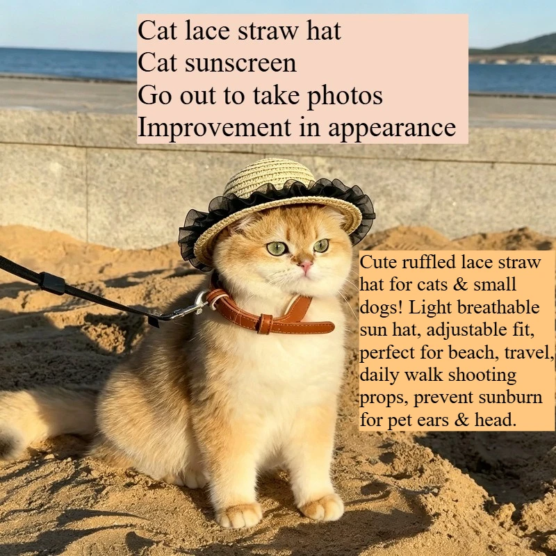 New pet straw hat cat puppy lace hats outdoor sun protection adjustable high-quality pet supplies Photo Prop Costume Accessories
New pet straw hat cat puppy lace hats outdoor sun protection adjustable high-quality pet supplies Photo Prop Costume Accessories