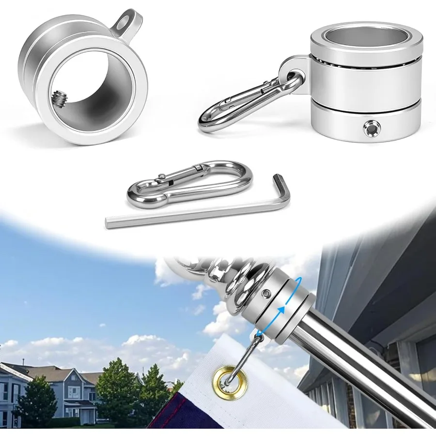 1 Inch Diameter Flag Pole Rings with Bearings for Outdoor Flagpole Use Aluminum Alloy Spinners with 304 Stainless Steel Carabin
1 Inch Diameter Flag Pole Rings with Bearings for Outdoor Flagpole Use Aluminum Alloy Spinners with 304 Stainless Steel Carabin