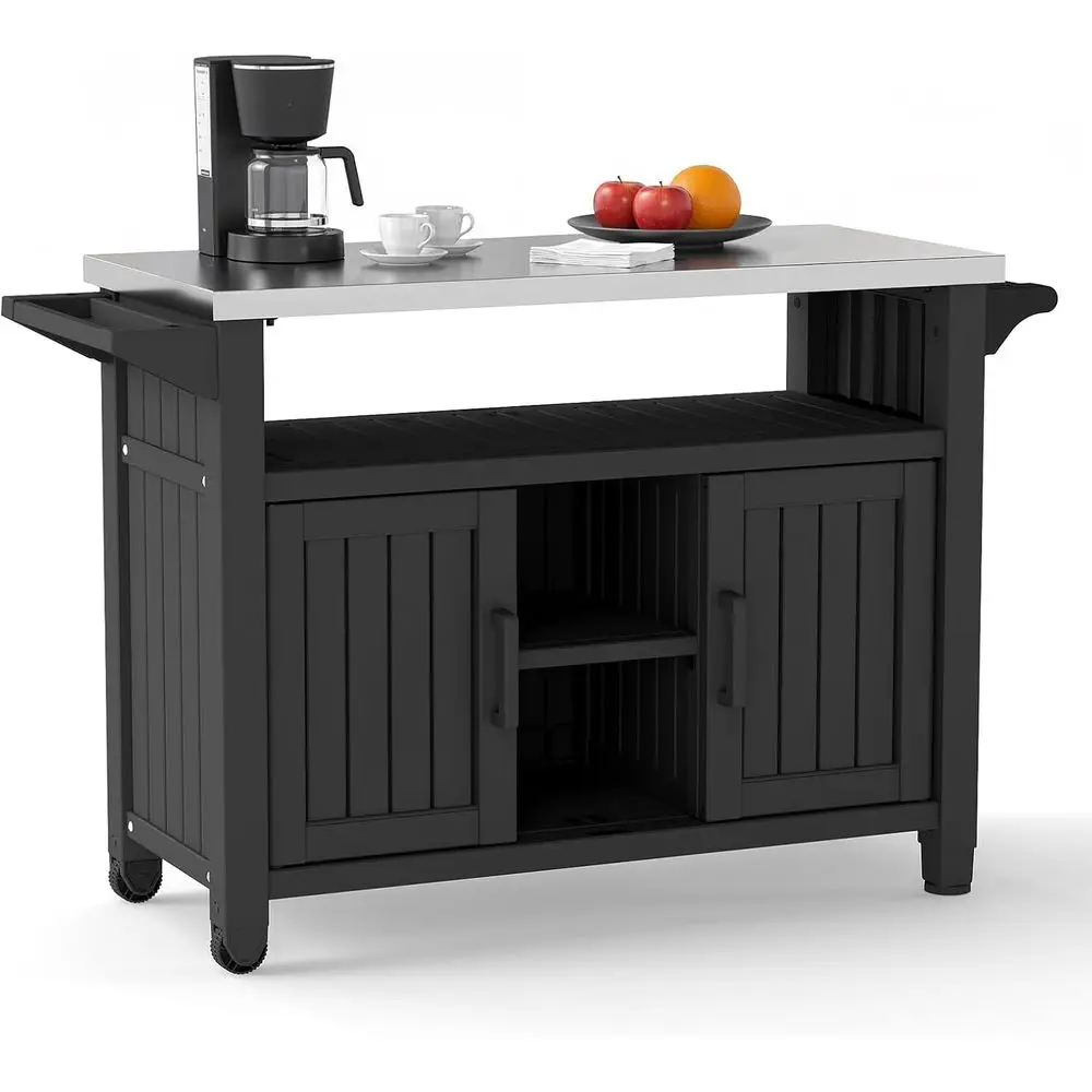 Black Outdoor Patio Storage Cabinet with Wheels for Bar and Poolside Use
Black Outdoor Patio Storage Cabinet with Wheels for Bar and Poolside Use