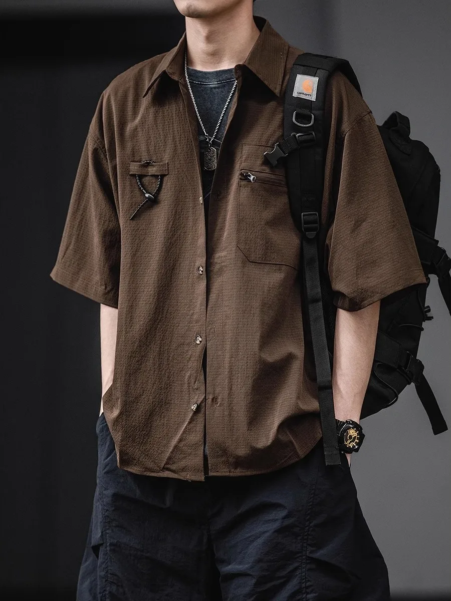 Japanese Sle Loose Fit Lightweight Breathable ort Sve Men's irt Brown Casual Summer Workwear irt Youth Faion
Japanese Sle Loose Fit Lightweight Breathable ort Sve Men's irt Brown Casual Summer Workwear irt Youth Faion