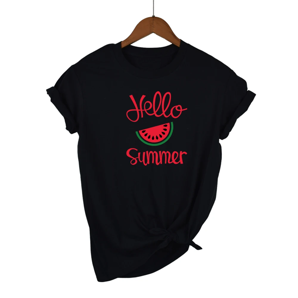 Новая летняя женская футболка «Hello Summer», футболка с принтом арбуза, футболка в стиле Харадзюку, забавные топы, летние женские рубашки
Новая летняя женская футболка «Hello Summer», футболка с принтом арбуза, футболка в стиле Харадзюку, забавные топы, летние женские рубашки