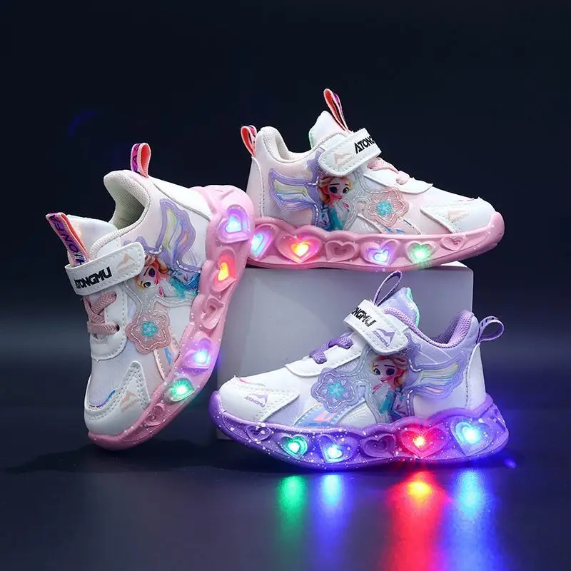 Disney Girls' Casual Shoes Led Lights Children's Sports Princess Elsa Pink Purple PU Leather Shoes Sneakers Size 22-34
Disney Girls' Casual Shoes Led Lights Children's Sports Princess Elsa Pink Purple PU Leather Shoes Sneakers Size 22-34