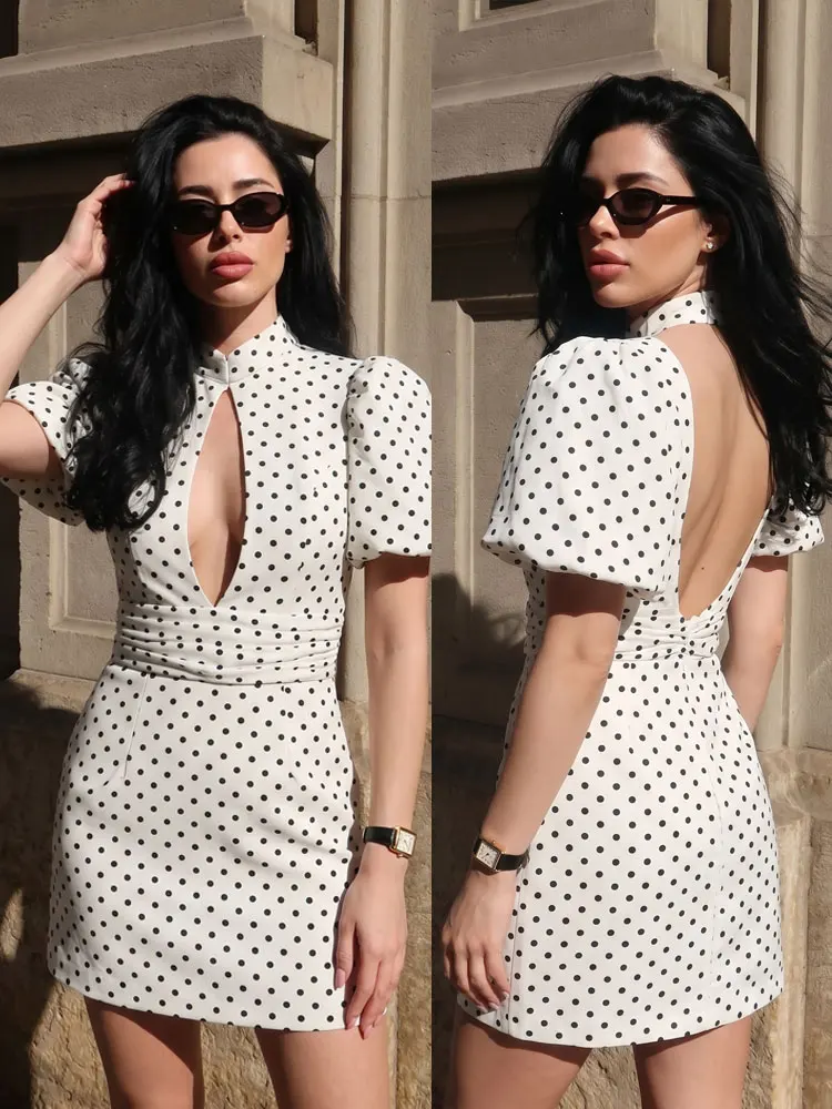 HH Women Fashion Polka Dot Puff Short Sleeve Dress New Summer Hollow Elegant High Neck Mini Slim Dress Beach Vacation Dresses
HH Women Fashion Polka Dot Puff Short Sleeve Dress New Summer Hollow Elegant High Neck Mini Slim Dress Beach Vacation Dresses