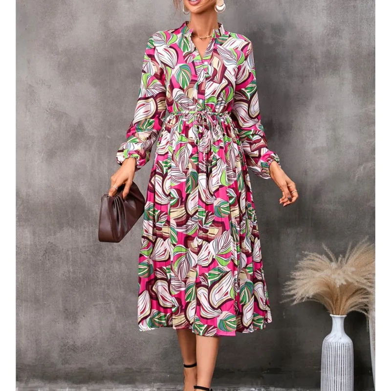2024 Autumn Fashion New Leaf Printed Medium Long Sleeve Women's Temperament Dress
2024 Autumn Fashion New Leaf Printed Medium Long Sleeve Women's Temperament Dress