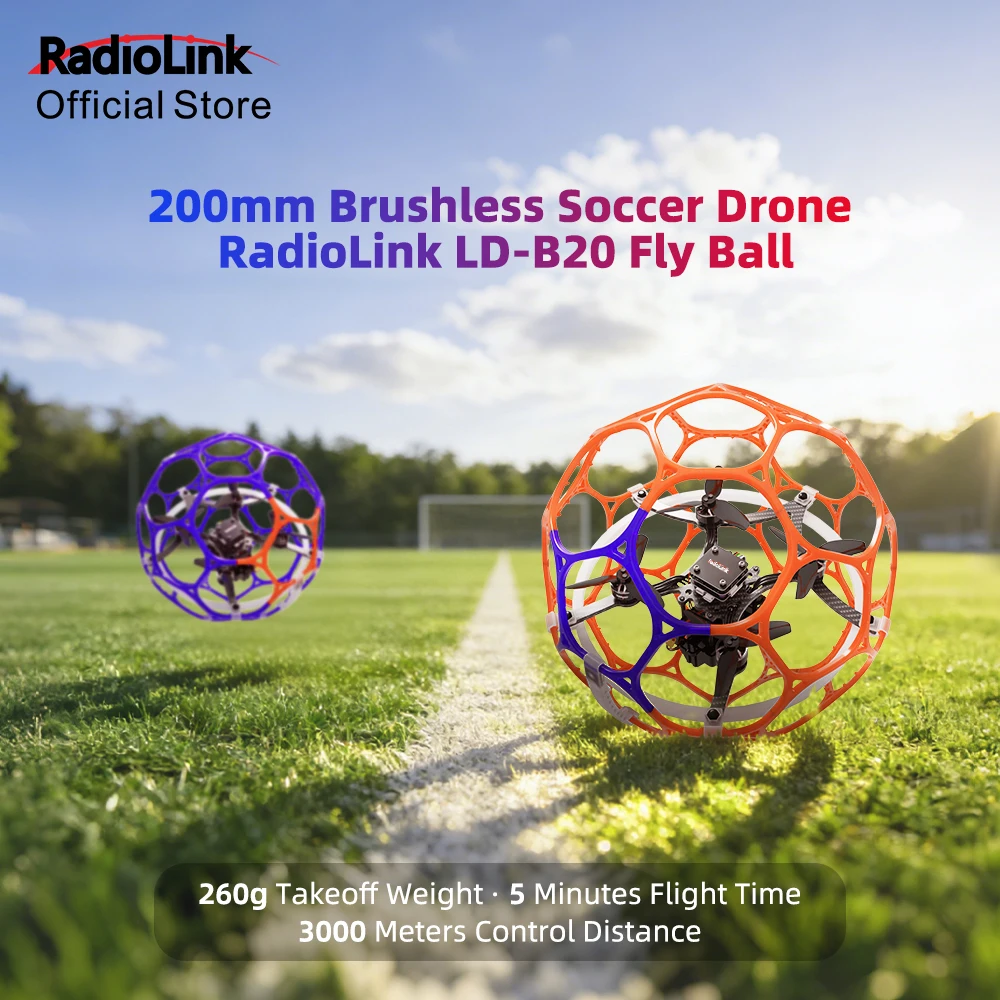Radiolink LD-B20 Soccer Drone Flyball 200mm Brushless with 2.4G T12D 12CH Radio Transmitter High-speed Altitude-hold for F9A-B
Radiolink LD-B20 Soccer Drone Flyball 200mm Brushless with 2.4G T12D 12CH Radio Transmitter High-speed Altitude-hold for F9A-B