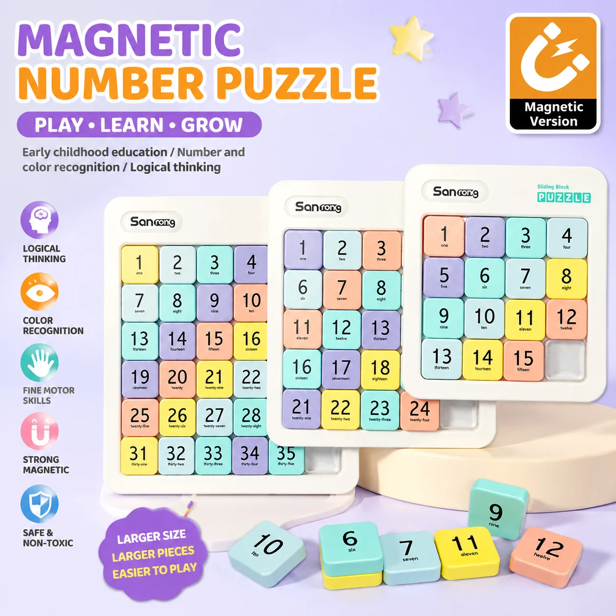 Magnetic Number Sliding Puzzle 3x3 4x4 5x5 Montessori Math Educational Toys for Kids Logic Training Brain Teaser Game Gift
Magnetic Number Sliding Puzzle 3x3 4x4 5x5 Montessori Math Educational Toys for Kids Logic Training Brain Teaser Game Gift