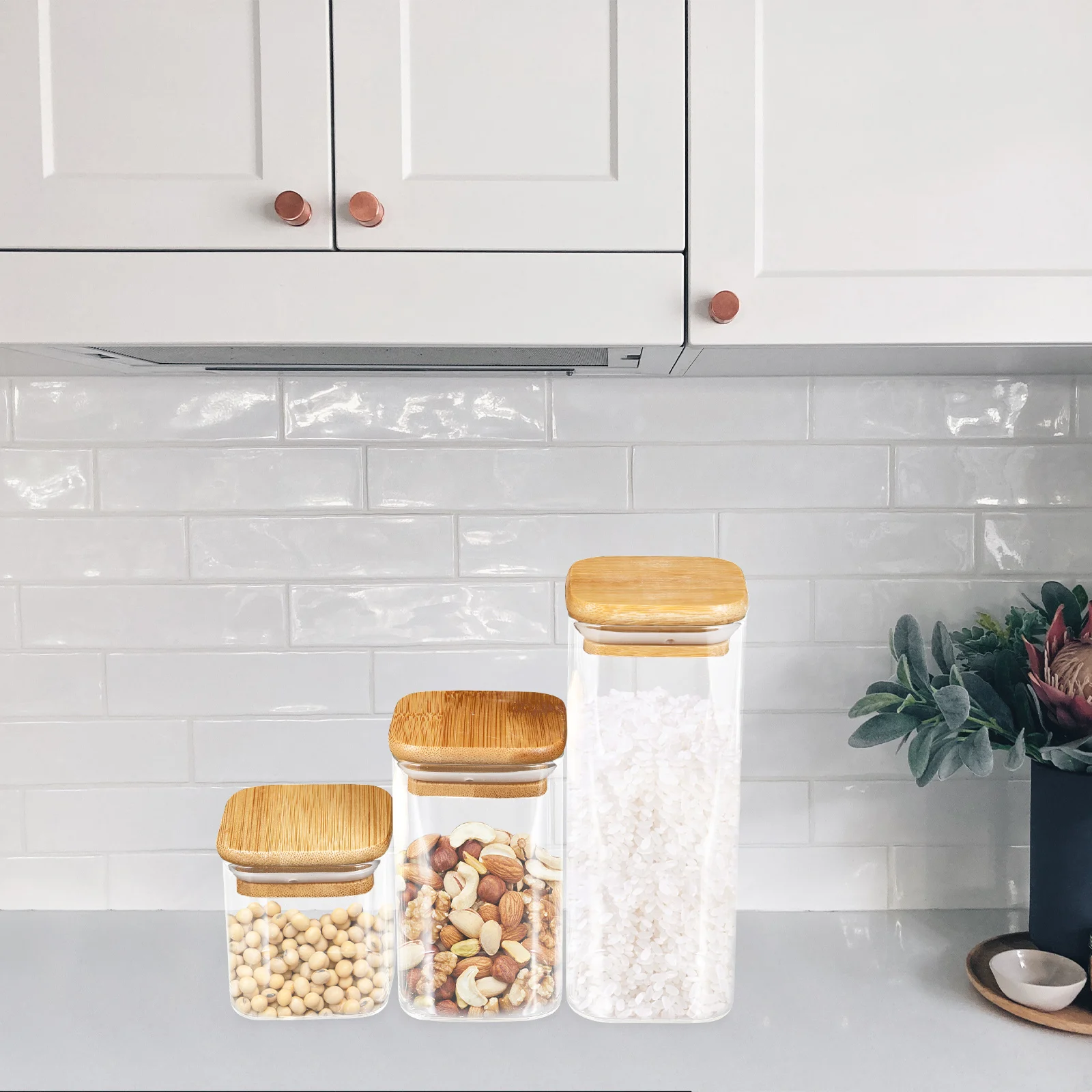 3pcs Glass Jars Bamboo Lid Sealed Containers Cereals Grain Kitchen Canisters Food Jar Dry Tea Canister Transparent Bottle
3pcs Glass Jars Bamboo Lid Sealed Containers Cereals Grain Kitchen Canisters Food Jar Dry Tea Canister Transparent Bottle