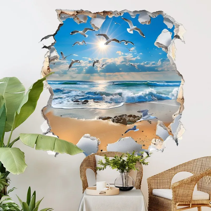 Summer Sunshine Broken Wall Hole Art Beach Sea Wave Seabird Vinyl Stickers for Home Decoration Aesthetic Rooms Seascape Mural
Summer Sunshine Broken Wall Hole Art Beach Sea Wave Seabird Vinyl Stickers for Home Decoration Aesthetic Rooms Seascape Mural