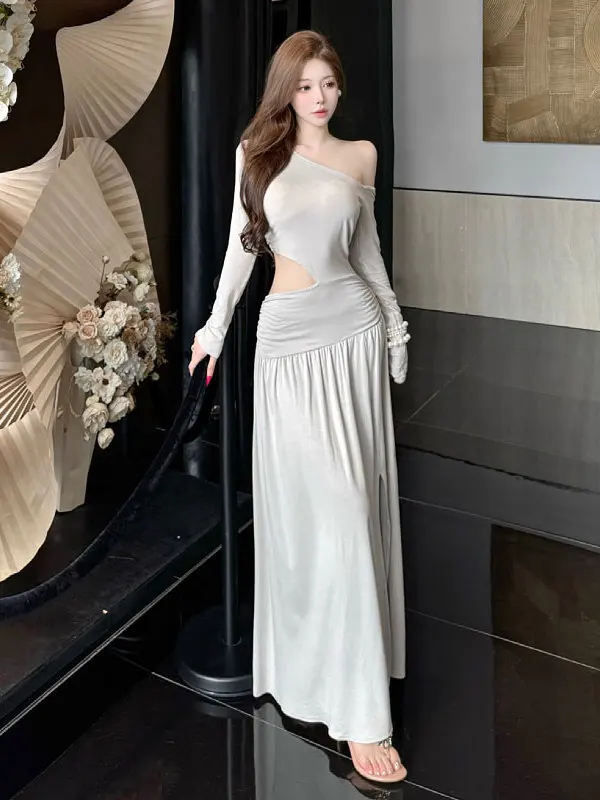 Korean Style off Shoulder Waist Exposure Dress Fashionable Spring 2026 Women's Dress mid Waist Long Sleeve Bodycon Dress
Korean Style off Shoulder Waist Exposure Dress Fashionable Spring 2026 Women's Dress mid Waist Long Sleeve Bodycon Dress