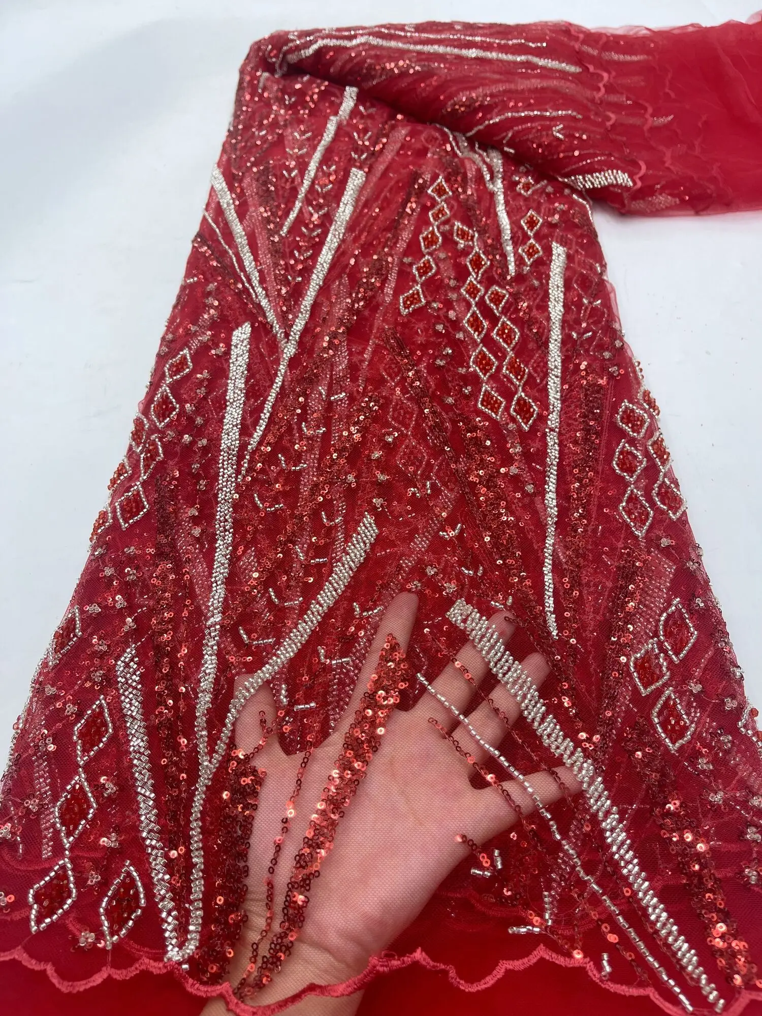 African Sequins Lace Fabric for Wedding Dress, Beaded Embroidery, French Tulle, Nigerian Material, High Quality
African Sequins Lace Fabric for Wedding Dress, Beaded Embroidery, French Tulle, Nigerian Material, High Quality