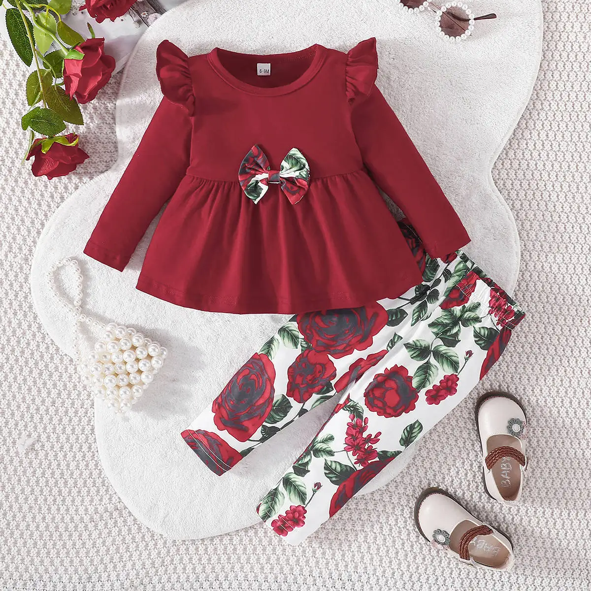 2023 Winter Children Sets Long Sleeve O Neck Bow Print Floral Red Casual 2 Pcs Roupa Infantil Menina Casual Clothes Sets 0-2T
2023 Winter Children Sets Long Sleeve O Neck Bow Print Floral Red Casual 2 Pcs Roupa Infantil Menina Casual Clothes Sets 0-2T