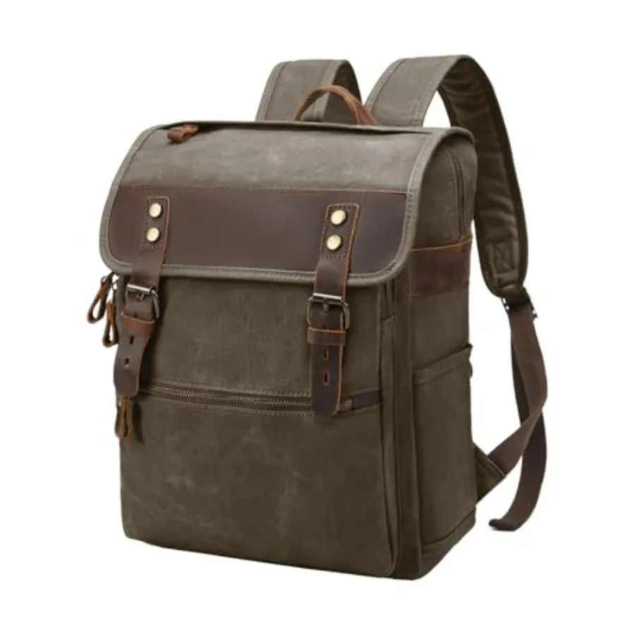 Waxed Canvas Vintage Backpack Casual Genuine Leather Laptop Travel Rucksack for Men Women
Waxed Canvas Vintage Backpack Casual Genuine Leather Laptop Travel Rucksack for Men Women