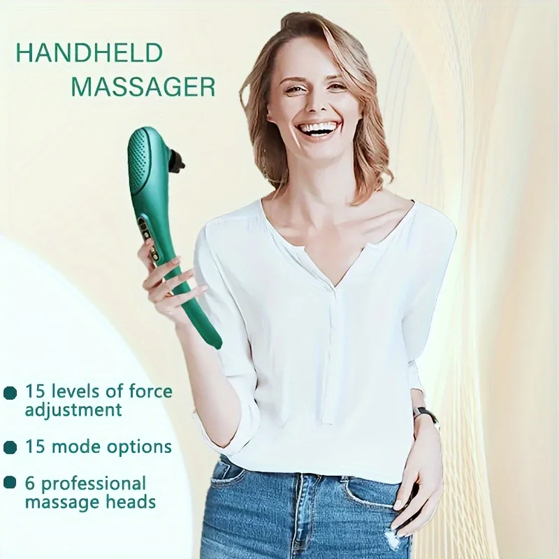 Portable dolphin massager, equipped with 6 interchangeable massage heads, 15 intensity levels and 15 modes, suitable for neck, shoulder, leg, foot, muscle, full body massager
Portable dolphin massager, equipped with 6 interchangeable massage heads, 15 intensity levels and 15 modes, suitable for neck, shoulder, leg, foot, muscle, full body massager