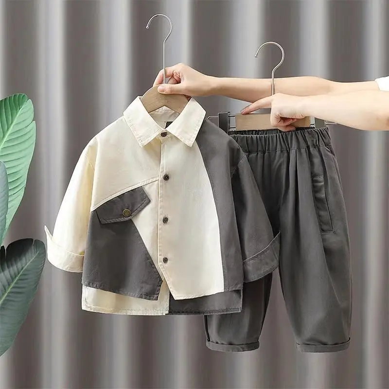 Boys' Set 2025 New Spring And Autumn Children's Clothing Button Shirt Pants Two-piece Suits Irregular Contrast Color Design Sets
Boys' Set 2025 New Spring And Autumn Children's Clothing Button Shirt Pants Two-piece Suits Irregular Contrast Color Design Sets