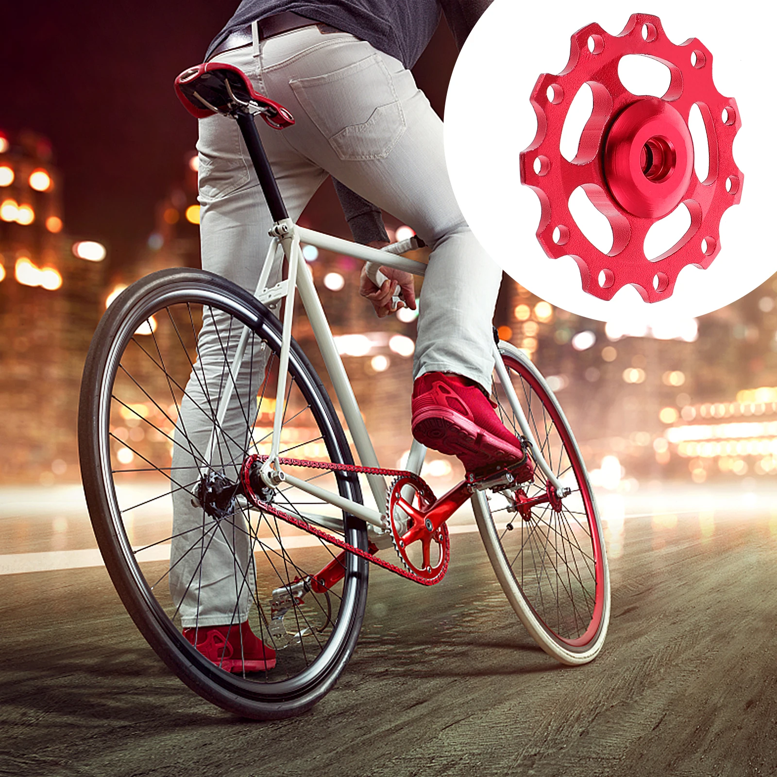 Aluminum Alloy Guide Wheel Bike Derailleur Pulley 4 5mm Aperture Ceramic Bearing CNC Machining Strong Durable Mountain Rear
Aluminum Alloy Guide Wheel Bike Derailleur Pulley 4 5mm Aperture Ceramic Bearing CNC Machining Strong Durable Mountain Rear