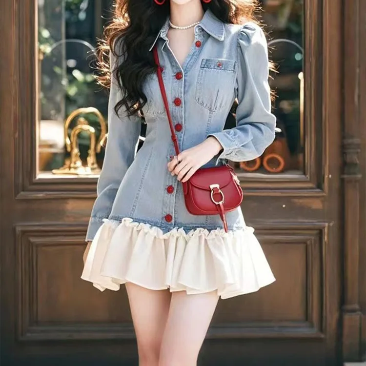 French design sense splicing denim dress women's 2025 spring new waist thin short skirt fashion women's clothing
French design sense splicing denim dress women's 2025 spring new waist thin short skirt fashion women's clothing