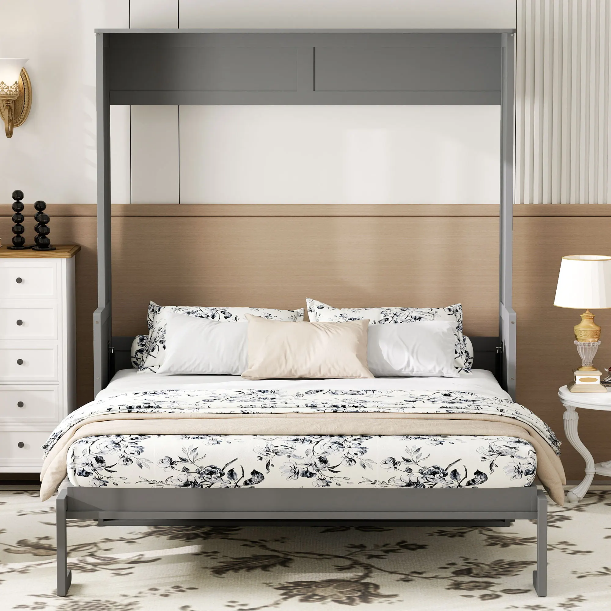 !@Queen Size Modern Murphy Bed with Desk LED Lights USB Charging Station Wood Panel
!@Queen Size Modern Murphy Bed with Desk LED Lights USB Charging Station Wood Panel