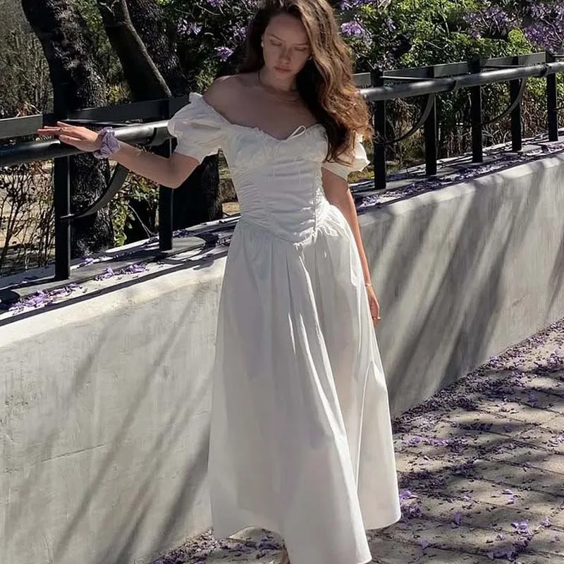 YENKYE Summer 2025 Women Vintage Puff Sleeve V Neck A-line Midi White Dresses Lace Up Bandage Back Slim Elegant Dress Party Robe
YENKYE Summer 2025 Women Vintage Puff Sleeve V Neck A-line Midi White Dresses Lace Up Bandage Back Slim Elegant Dress Party Robe