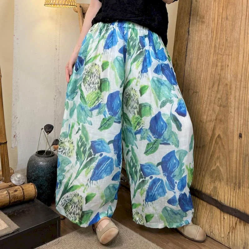 Straight Pants Women Summer Wear Vintage Elastic Waist Floral Printed Cotton Linen Trousers Casual Pleated Flowing Baggy Pants
Straight Pants Women Summer Wear Vintage Elastic Waist Floral Printed Cotton Linen Trousers Casual Pleated Flowing Baggy Pants
