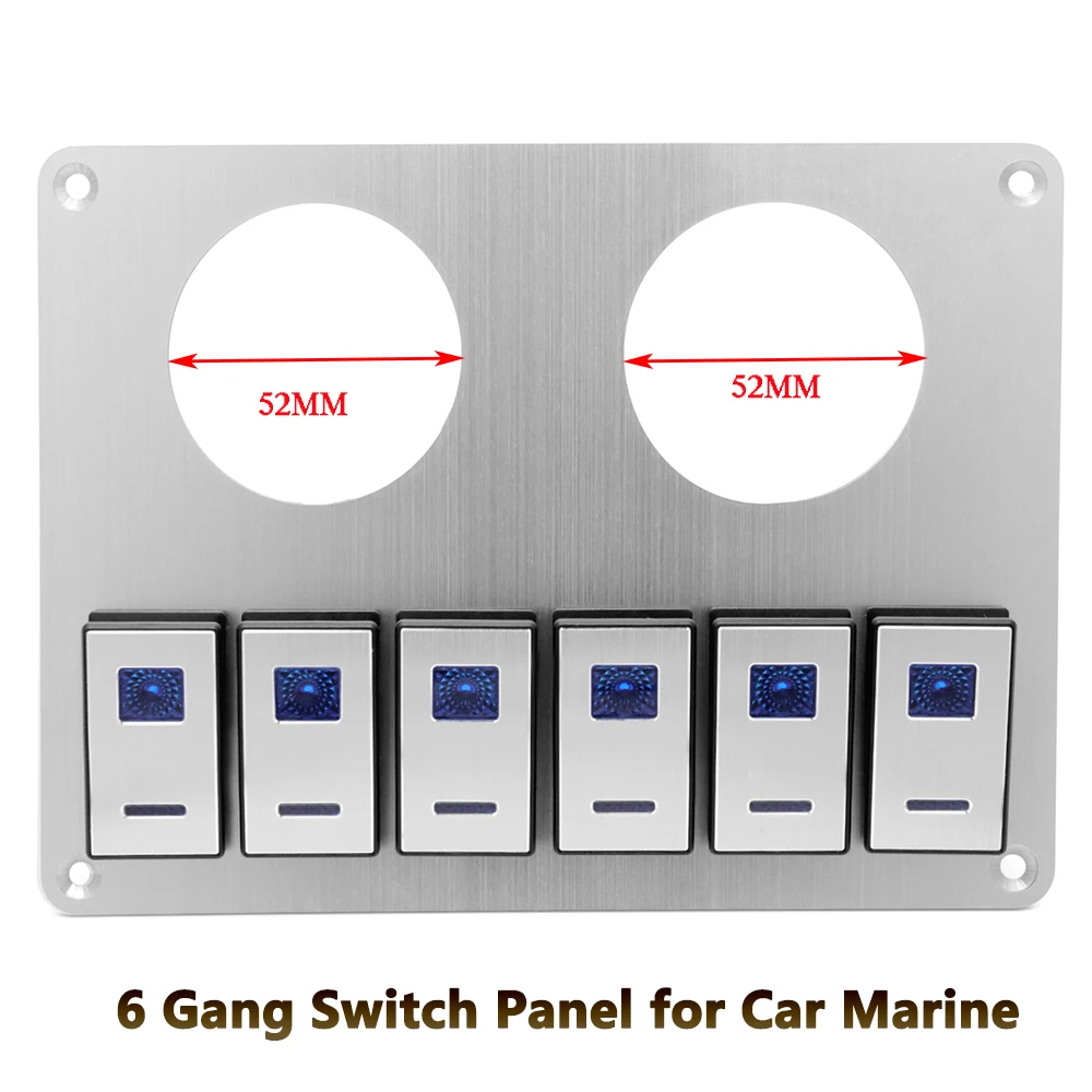DC 12V/24V Switch Panel 6 Buttons Car Marine Circuit Breaker LED Digital Voltmeter Dual USB Ports ON/OFF Lights With 52mm Hole
DC 12V/24V Switch Panel 6 Buttons Car Marine Circuit Breaker LED Digital Voltmeter Dual USB Ports ON/OFF Lights With 52mm Hole