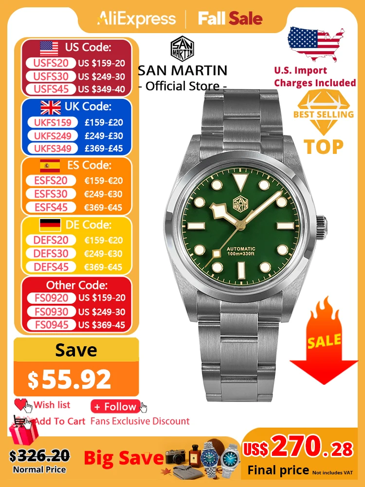San Martin Vintage 36 мм BB36 Explore Climbing Series Роскошные мужские часы для пар Спортивные часы Автоматические механические 10 бар Relogio
San Martin Vintage 36 мм BB36 Explore Climbing Series Роскошные мужские часы для пар Спортивные часы Автоматические механические 10 бар Relogio