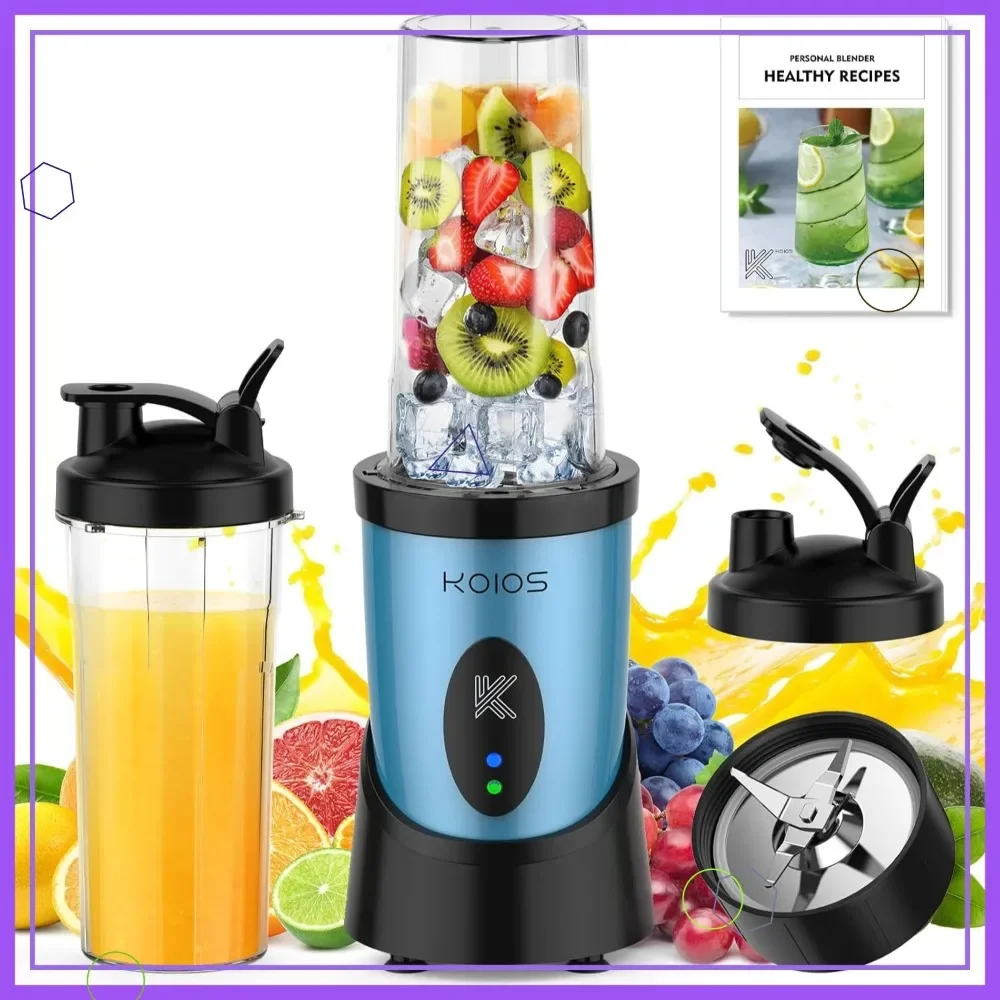 Персональный блендер мощностью 900 Вт с 2 портативными чашками, лезвием из нержавеющей стали для смузи и коктейлей, синий
Персональный блендер мощностью 900 Вт с 2 портативными чашками, лезвием из нержавеющей стали для смузи и коктейлей, синий