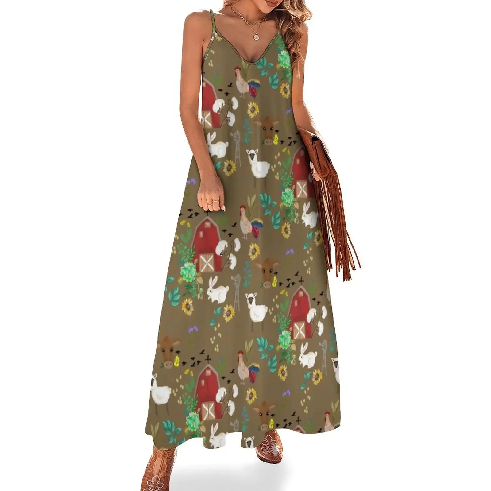 Farm house pattern Sleeveless Dress Women dresses summer Clothing Party dresses for women Dress
Farm house pattern Sleeveless Dress Women dresses summer Clothing Party dresses for women Dress