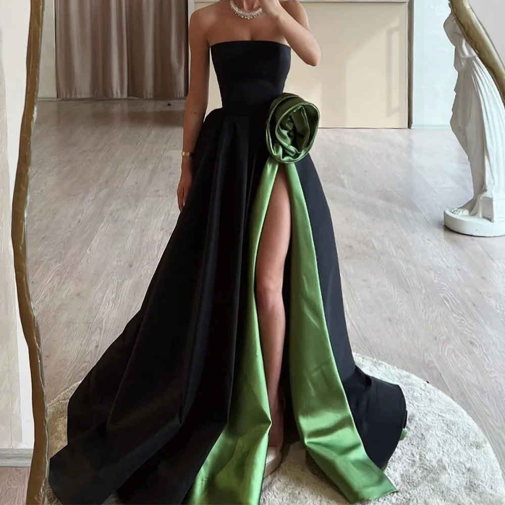 Customized Temperament Contrast Color Strapless Floor Length Side Slit A-Line платье вечернее Satin Vestidos Para Mu
Customized Temperament Contrast Color Strapless Floor Length Side Slit A-Line платье вечернее Satin Vestidos Para Mu