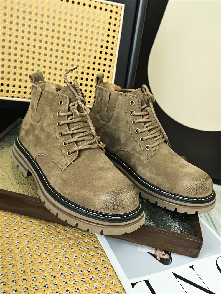 Fashionable Short Boots Men's Autumn Winter Pure Color Desert Boot Wear Resistant round Toe Rubber Outsole Pig Skin
Fashionable Short Boots Men's Autumn Winter Pure Color Desert Boot Wear Resistant round Toe Rubber Outsole Pig Skin