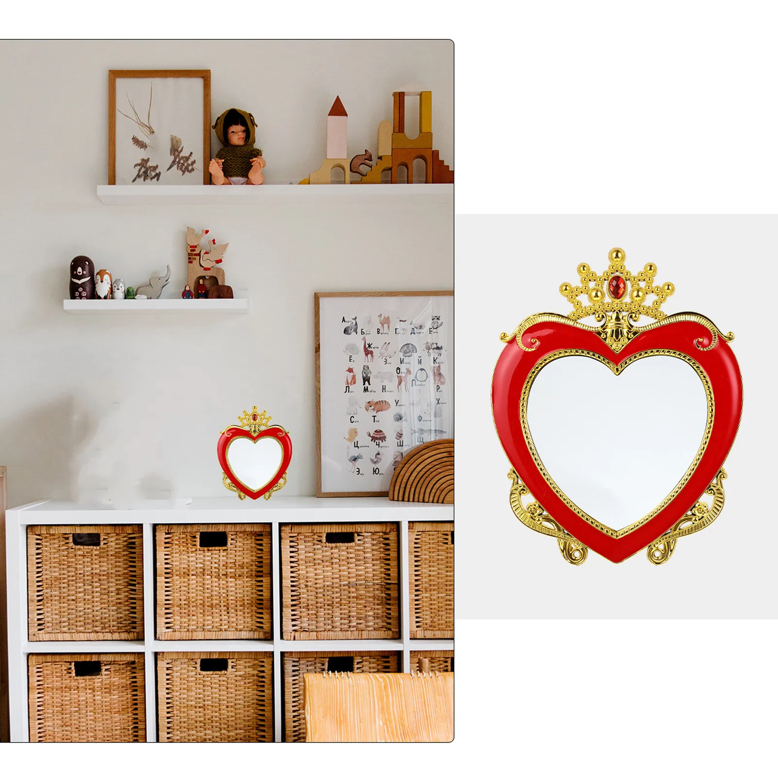 2Pcs Heart-Shaped Crown Makeup Mirror Retro European Design Elegant Desktop Mirror for Wedding Bedroom Bathroom Decor
2Pcs Heart-Shaped Crown Makeup Mirror Retro European Design Elegant Desktop Mirror for Wedding Bedroom Bathroom Decor