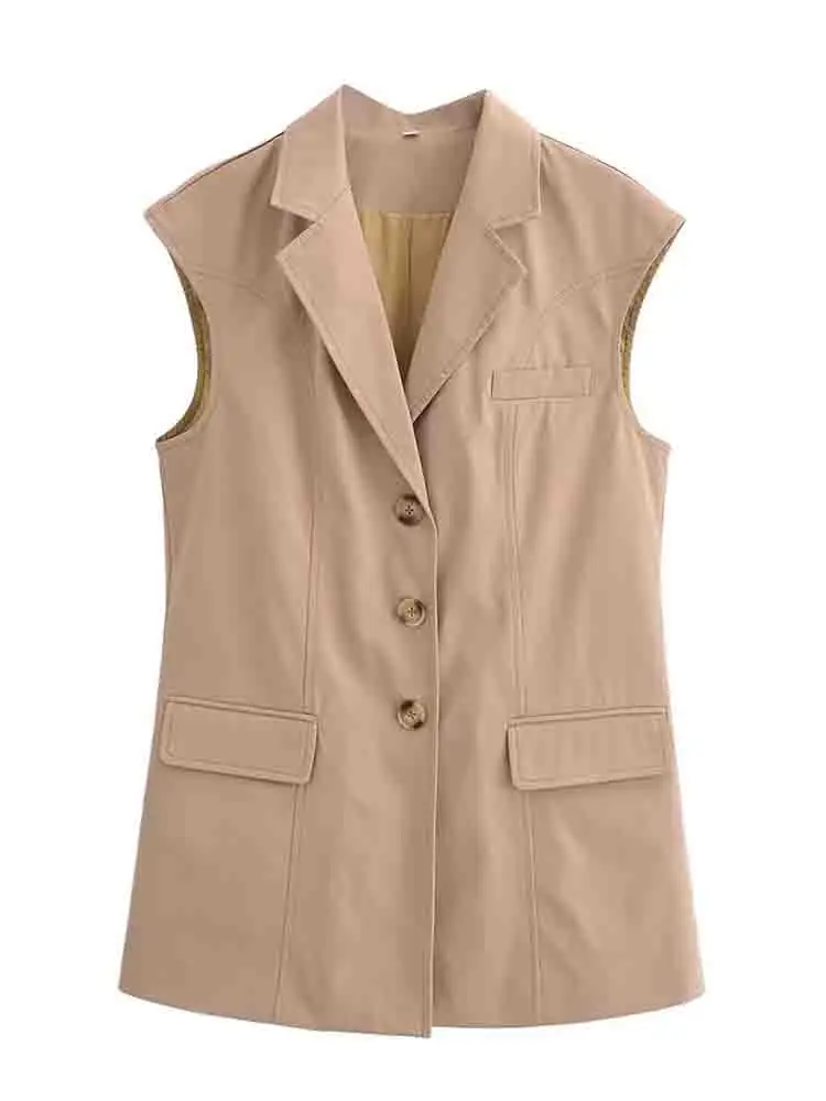 European style new women's fashion versatile temperament simple solid color sleeveless lapel button vest
European style new women's fashion versatile temperament simple solid color sleeveless lapel button vest