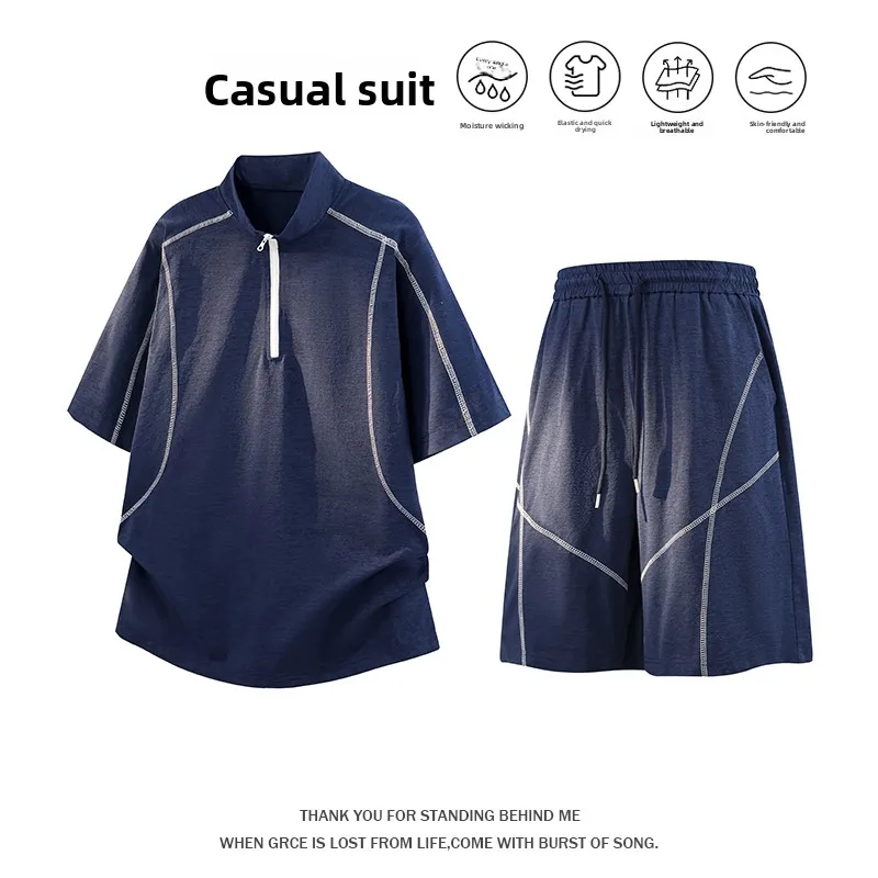Summer Quick-drying Suit New Fashion Personality Contrasting Color Hooded Short Sleeve Loose Shorts Casual Trendy Two-piece Set
Summer Quick-drying Suit New Fashion Personality Contrasting Color Hooded Short Sleeve Loose Shorts Casual Trendy Two-piece Set