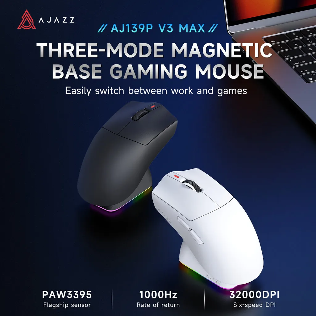 AJAZZ AJ139P V3 MAX Tri-mode Wireless Esports Gaming Mouse with Magnetic Base PAW3395 800mAH Lightweight for Laptop Gaming Gift
AJAZZ AJ139P V3 MAX Tri-mode Wireless Esports Gaming Mouse with Magnetic Base PAW3395 800mAH Lightweight for Laptop Gaming Gift
