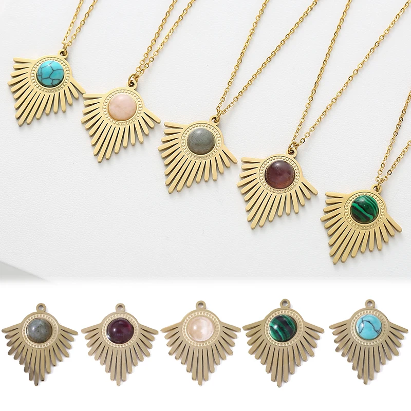 Bohemia Geometric Triangle Natural Stone Pendant Necklace for women Fashion Stainless Steel Oval Charms Jewelry Making Wholesale 
Bohemia Geometric Triangle Natural Stone Pendant Necklace for women Fashion Stainless Steel Oval Charms Jewelry Making Wholesale