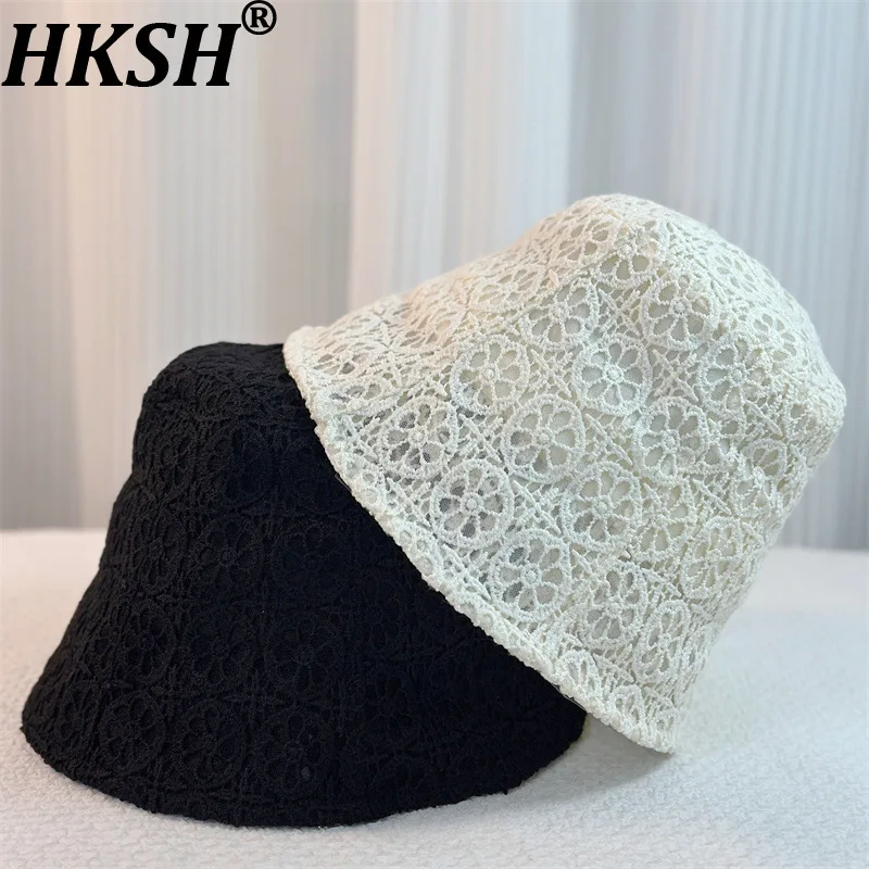 HKSH Spring Summer New Women's Trendy High Street Casual Hollow Out Lace Korean Breathable Mesh Design Stylish Bucket Hat HK7798 
HKSH Spring Summer New Women's Trendy High Street Casual Hollow Out Lace Korean Breathable Mesh Design Stylish Bucket Hat HK7798