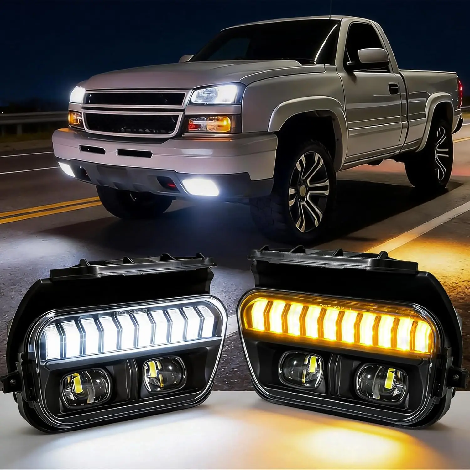 LED Fog Lights for Chevy Silverado 2003-2006 All Models DRL Light Fog Lamp Assembly for Avalanche 2002-2006 Turn Signal Light
LED Fog Lights for Chevy Silverado 2003-2006 All Models DRL Light Fog Lamp Assembly for Avalanche 2002-2006 Turn Signal Light
