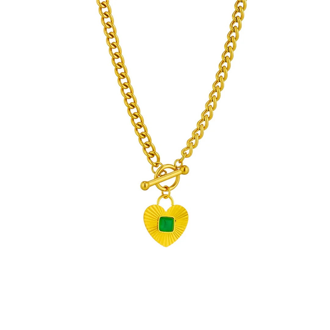 Vintage Green Zirconia Love Heart Pendant Female Gold Color Stainless Steel Cuban Chain Neck Choker Necklace for Women Jewelry
Vintage Green Zirconia Love Heart Pendant Female Gold Color Stainless Steel Cuban Chain Neck Choker Necklace for Women Jewelry
