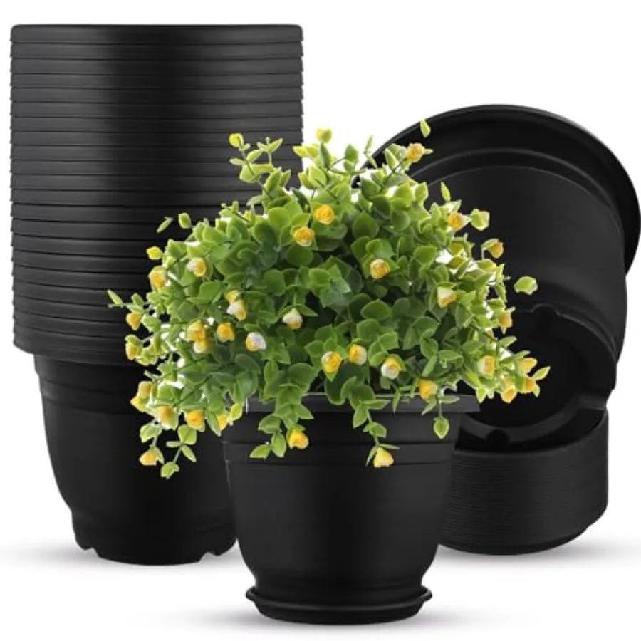 12 Pack 12' Plastic Plant Pots for Garden Outdoor Indoor Use, Black Round Planter with Saucer Tray, Drainage Hole, Resin Seedli
12 Pack 12' Plastic Plant Pots for Garden Outdoor Indoor Use, Black Round Planter with Saucer Tray, Drainage Hole, Resin Seedli
