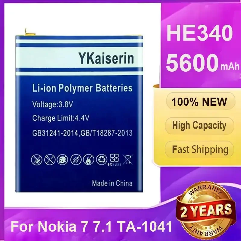 YKaiserin 5600mAh HE340 Battery For Nokia 7 .1/X6 2018 6.1 Plus/TA-1100 TA-1096 TA-1095 TA-1085/5.1 Plus HE342 NEW High Quality
YKaiserin 5600mAh HE340 Battery For Nokia 7 .1/X6 2018 6.1 Plus/TA-1100 TA-1096 TA-1095 TA-1085/5.1 Plus HE342 NEW High Quality