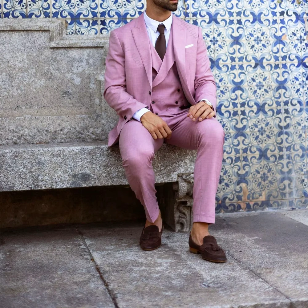 New Arrival Pink Peak Lapel Coat Formal Men's Suits Slim Fit Wedding 3 Pieces Jacket+Pants+Vest
New Arrival Pink Peak Lapel Coat Formal Men's Suits Slim Fit Wedding 3 Pieces Jacket+Pants+Vest