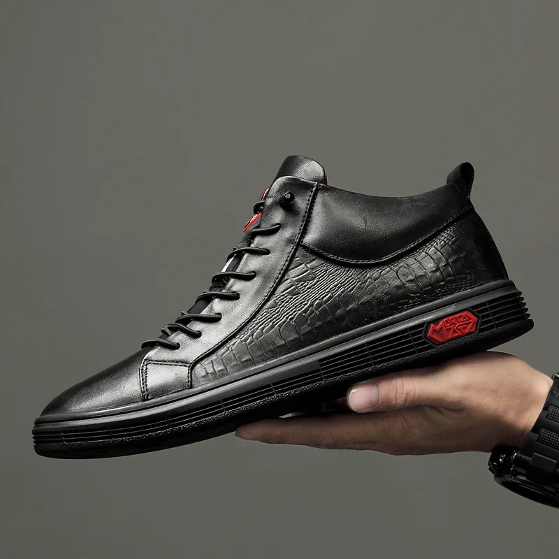 New Man Genuine Leather Casual Shoes Crocodile Print Flat Skate Shoes Street Trend Black Sneaker
New Man Genuine Leather Casual Shoes Crocodile Print Flat Skate Shoes Street Trend Black Sneaker