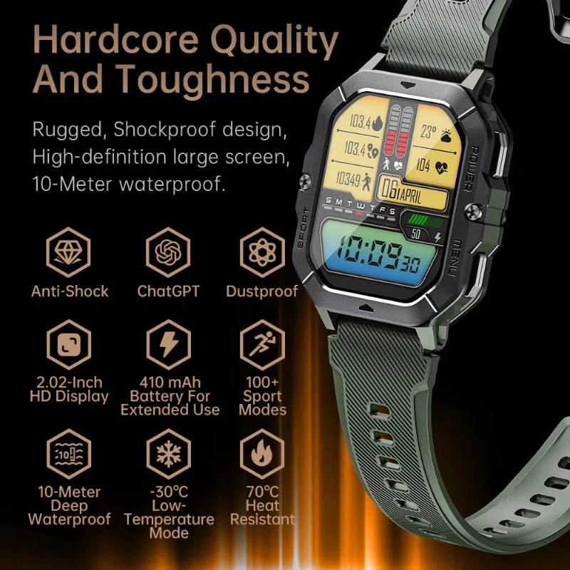 2026 Military Smart Watch Men 2.02" HD Call Waterproof Fitness Tracker Heart Rate Blood O2 Sleep 100+ Sports for iOS Android
2026 Military Smart Watch Men 2.02" HD Call Waterproof Fitness Tracker Heart Rate Blood O2 Sleep 100+ Sports for iOS Android