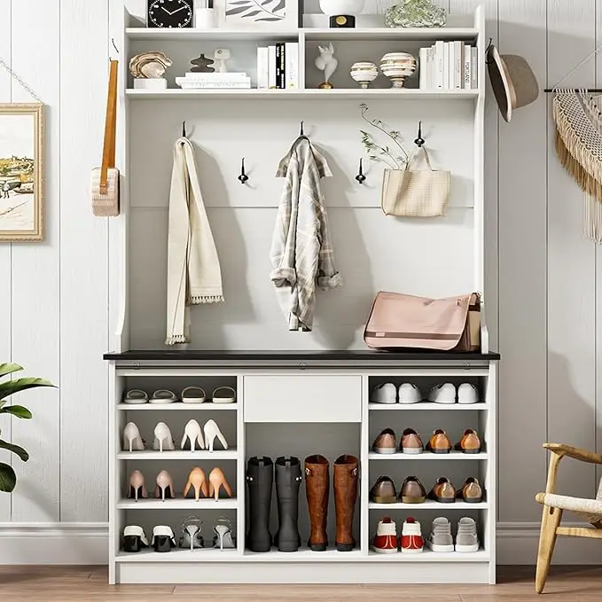 armhouse Hall Tree with Bench 5-in-1 Entryway Bench with Coat Rack with Sliding Barn DoEntryway Coat Rack with Shoe Storage Whit
armhouse Hall Tree with Bench 5-in-1 Entryway Bench with Coat Rack with Sliding Barn DoEntryway Coat Rack with Shoe Storage Whit