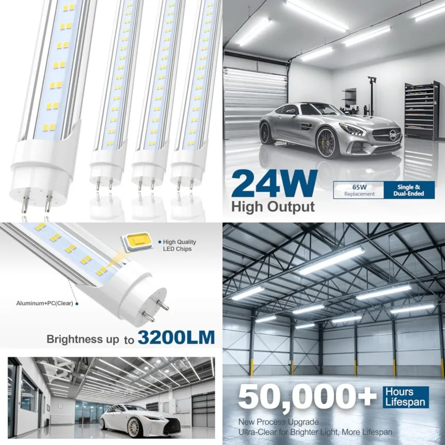 4Feet LED T8 Type A+B Tube Lights, 24W 65W Equivalent,3200LM, 5000K, Single or Double End Powered, Plug and Play or Ballast Byp
4Feet LED T8 Type A+B Tube Lights, 24W 65W Equivalent,3200LM, 5000K, Single or Double End Powered, Plug and Play or Ballast Byp
